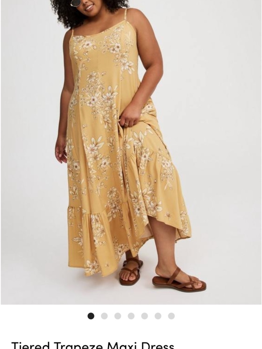 torrid Gold Floral Maxi Dress with White Print and pockets - Picture 14 of 16